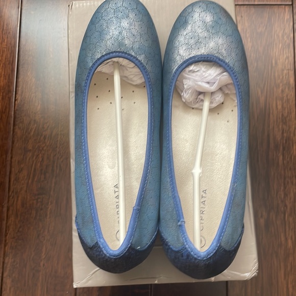 🍁 NIB Cipriata | Blue Metallic Reptile Wedge Size 7 (➡️ pls read description) - Picture 3 of 6